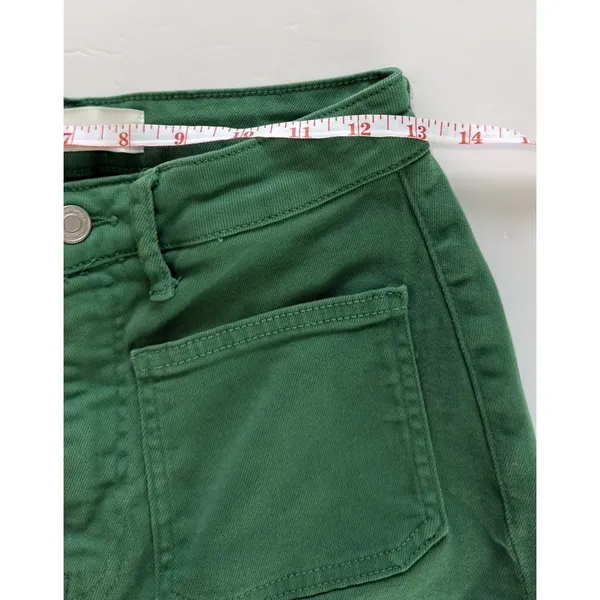 Zara Womens Green Straight Leg Cropped Pants Size 4 Raw Hem Patch Pocket Utility - Image 5