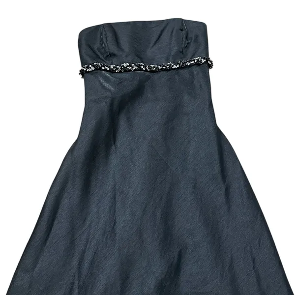 Vintage Cache Strapless Beaded Asymmetric Prom Dress Lace Up Back Evening Party - Image 4