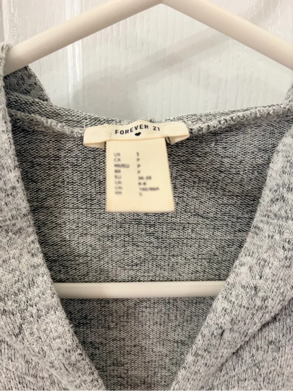 Forever 21 Light Gray Zip-Up Hoodie - Image 3
