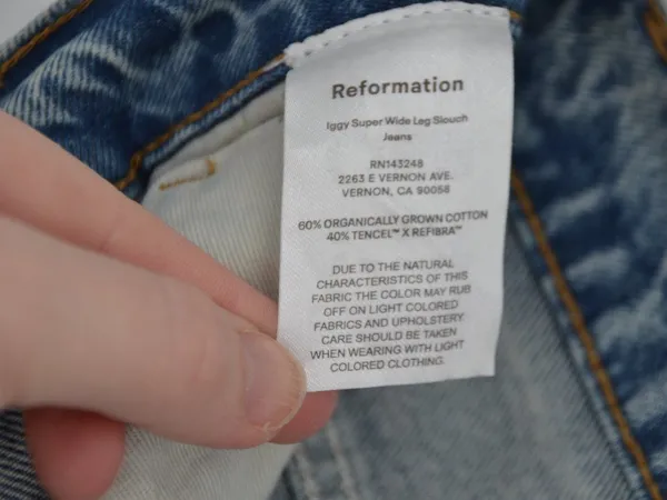 Reformation Jeans Iggy Super Wide Leg Stretch Atwood Wash Blue Raw Hem Womens 27 - Image 7