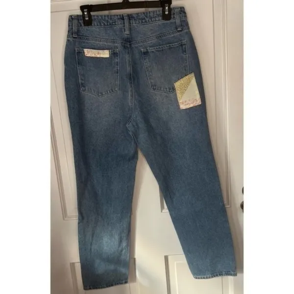 BP. Quilt Patchwork Tapered High Rise Denim Blue‎ Jeans Size 29 NWT - Image 4