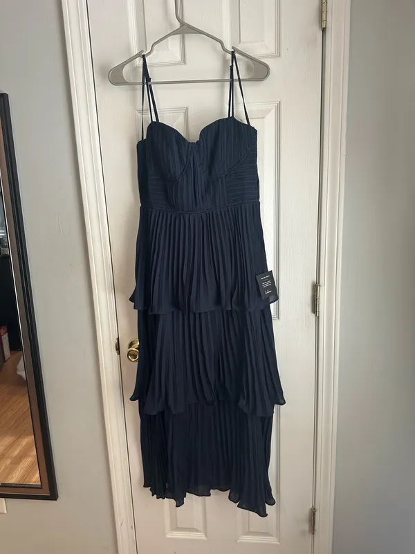 Lulus Cascading Crush Navy Blue Tiered Dress - Image 4
