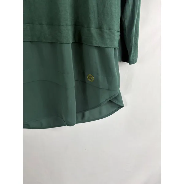 Michael Kors Mixed Media Green Sleeve Blouse Size Medium - Image 2