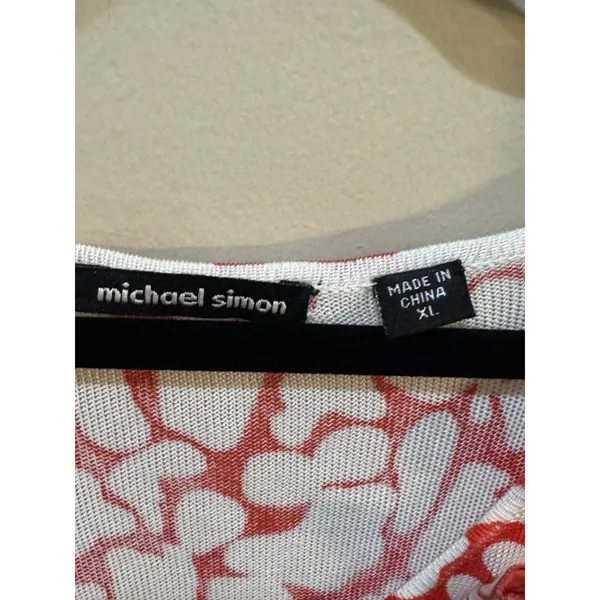 Michael Simon Sweater Vest White Red Floral Tank Top 3D‎ Artsy Whimsy Size XL - Image 5