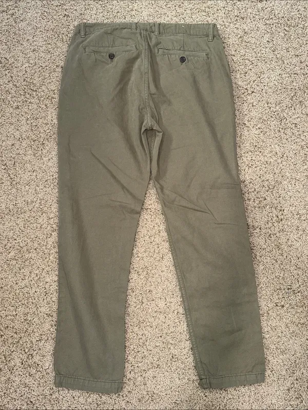Zara Women’s Cotton Khaki Chino Pants Size 31 | Olive Green Ankle Length - Image 2