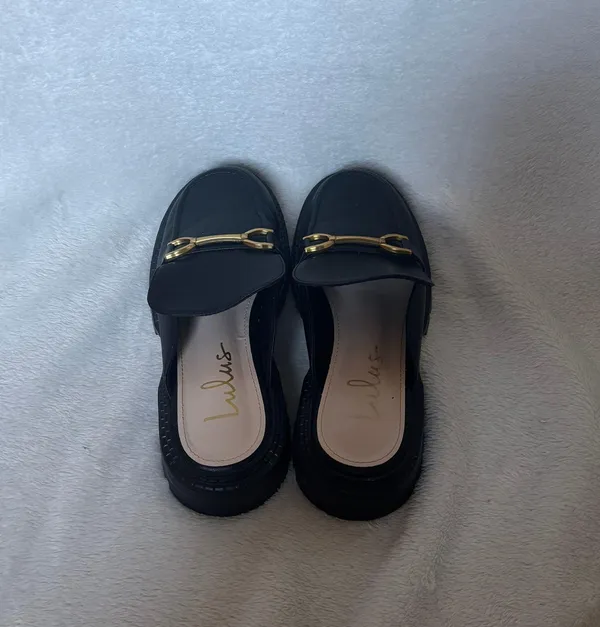 Lulus Jeano Black Lug Sole Slide-On Loafers - Image 3