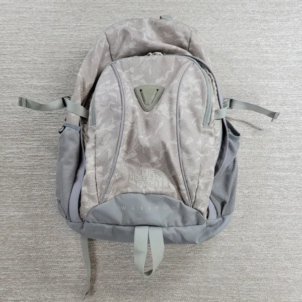The North Face Wasatch Laptop Backpack Floral Print Beige Grey Daypack Hiking - Image 2