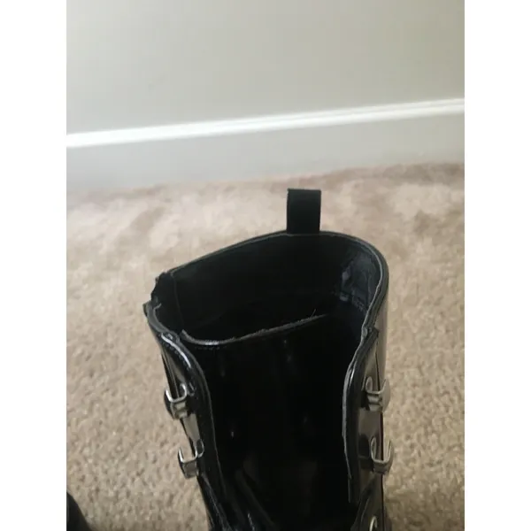 Wild Diva Women's High Top Gloss Boots Shoes Size 9 Black - Image 5