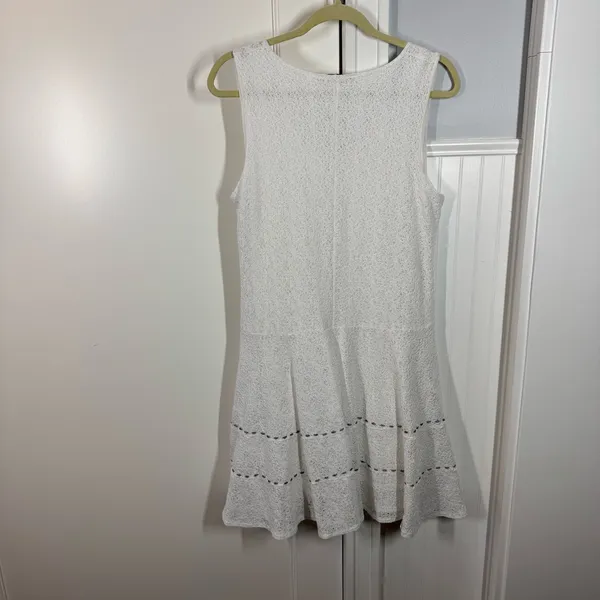 FA Concept Paris White Sleeveless Knit Eyelet Lace Crochet Dress‎ Romantic Girly - Image 5