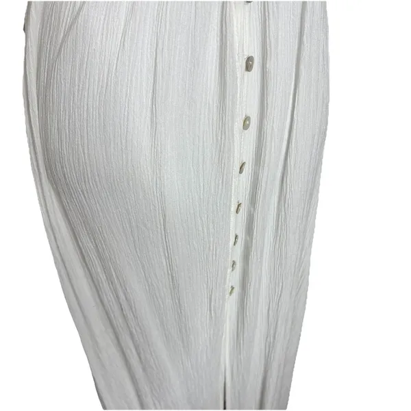 Forever 21 White Lace Sheer V Neck Dress Slit At Bottom Button Front Maxi Size M - Image 3