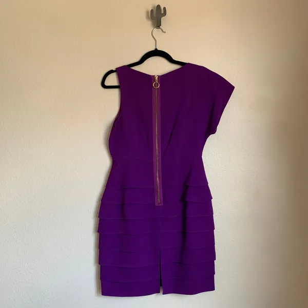 5/$25 Tibi Purple Asymmetrical Sheath‎ Dress - Image 2