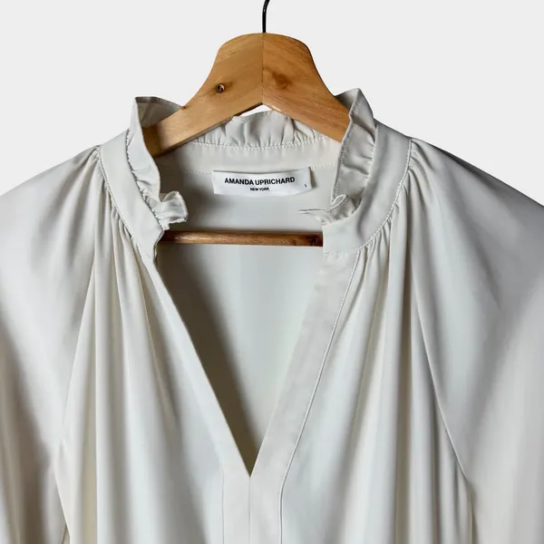 Amanda Uprichard Saffron Ivory Tiered Midi‎ Dress Ruffle Neck Small Coastal - Image 4