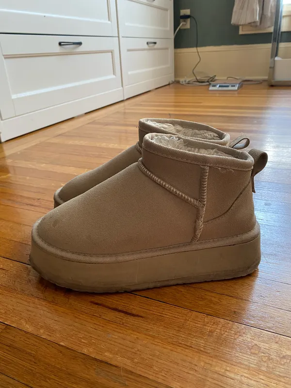Platform Mini Boots Tan Size 6 - Image 2