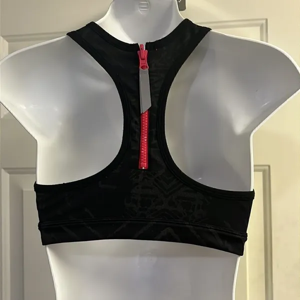 Free People Movement Black/Gray/Coral Abstract Pullover Zip-Up Sports Bra- Small - Image 5