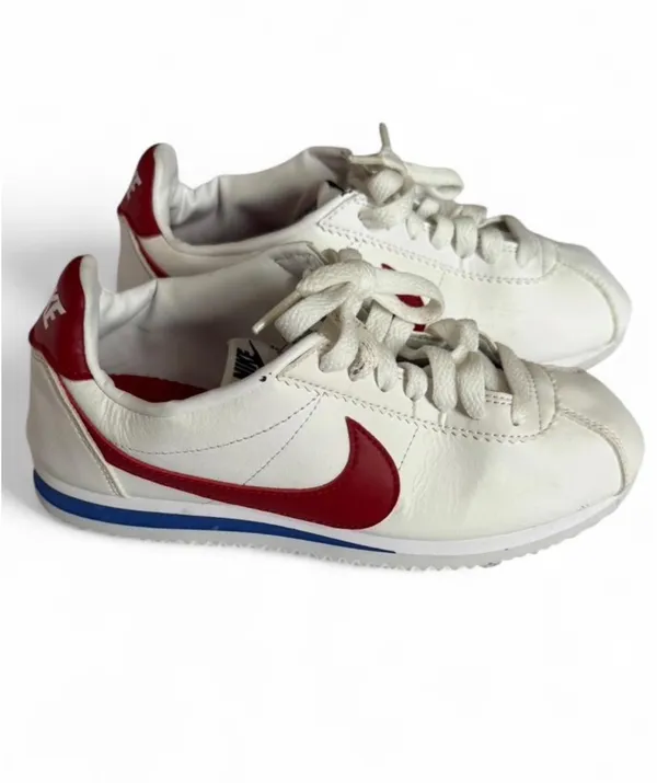 Nike Trainers White Sneakers with Red Swoosh and Blue Stripe - Image 2