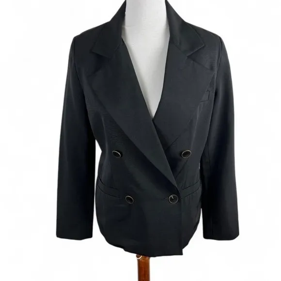 Cabi Black Double Breasted Blazer Gold Buttons Floral Lining‎ 987 Size 6 - Image 2