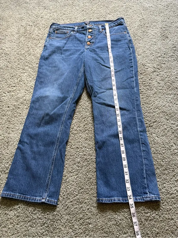 J. Crew Mid Rise Flare Crop Jeans Womens Size 29 Button Fly Cotton Stretch Denim - Image 3