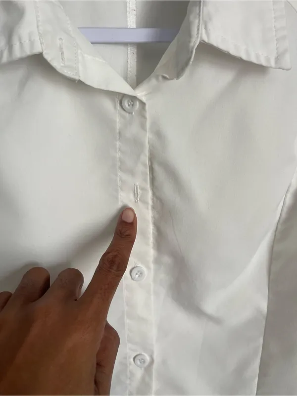 CIDER White Cropped Button-Up Blouse Sz L - Image 3