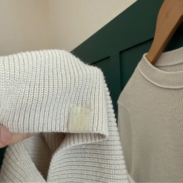 Lululemon Take It All In Cotton-Blend Crewneck Sweater White Opal Ribbed - Image 6
