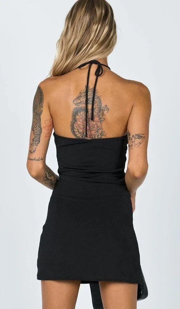 Princess Polly Pazia Halter Mini Dress Black - Image 5