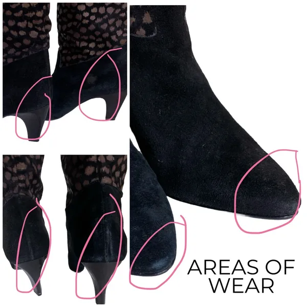 Nina Black & Brown Spotted Genuine Suede Pull On Knee High Boots (5.5) - Image 8