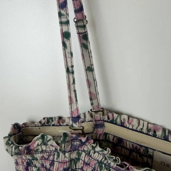 Natural Life‎ Floral Block Print Smocked Tiered Midi Dress Medium Cottage Boho - Image 3