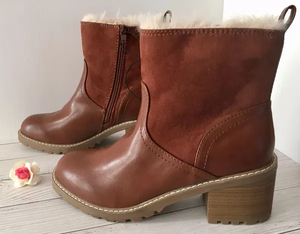 Leather/Suede Boots, Size 10 Brown - Image 3