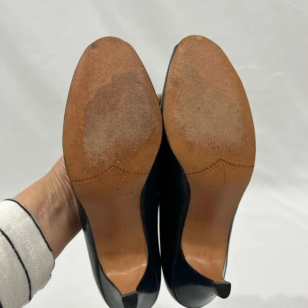 Vtg Jack Rogers 80’s Navy‎ Blue Leather Peep Toe Heels With Rosette Size 8 S - Image 4