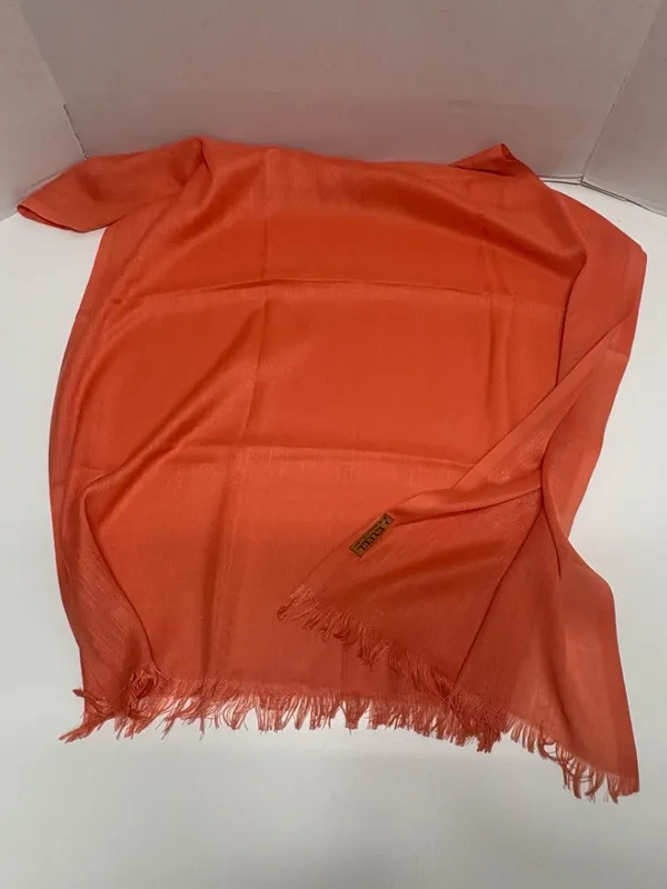 EYFEL Vibrant Orange Pashmina Shall With Fringes - 28.5" x 67.5" - NEW In Bag. - Image 10