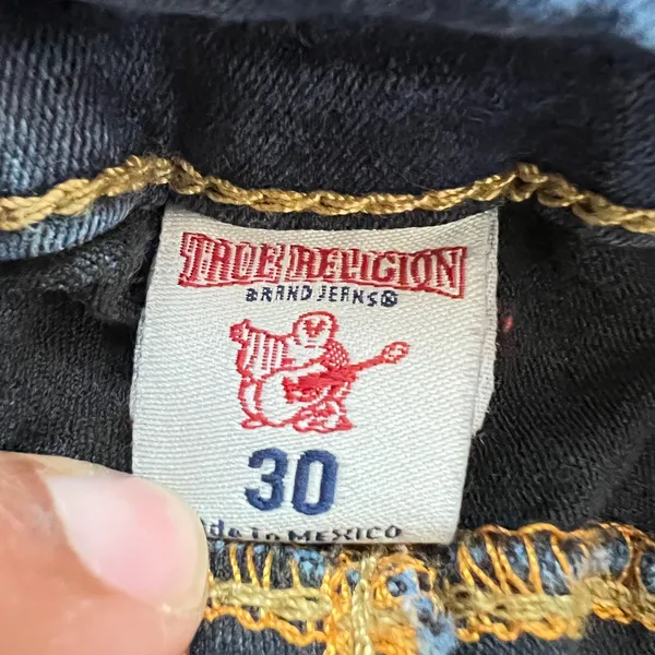 870 | True Religion‎ World Tour Slim Straight Contour Dark Wash Jeans Womens 30 - Image 6