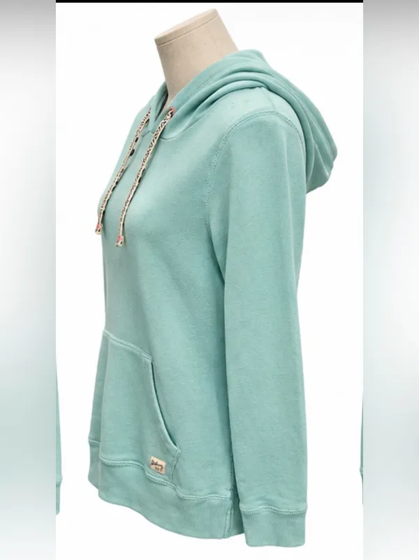 Billabong Mint Aqua Pullover Hoodie Size Large Cotton Blend Kangaroo Pocket - Image 2
