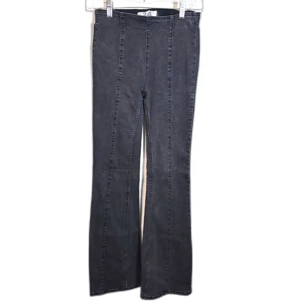 Free People We The Free Slim Pull On Flare Jeans Black 24 - Image 6
