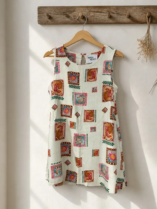 Paper Heart Beige Patchwork Print Mini Dress - Image 2