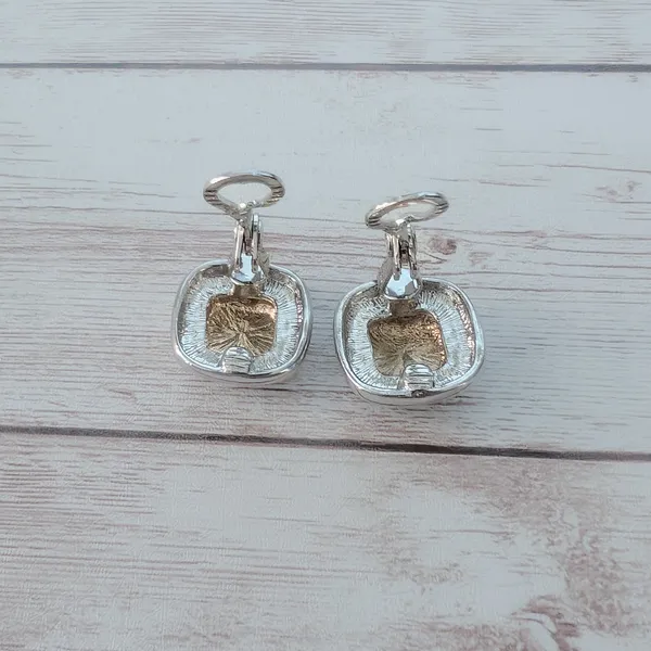 Vintage Clip On Earrings Silver Tone & Antique Gold Tone - Loose Clips - Image 4