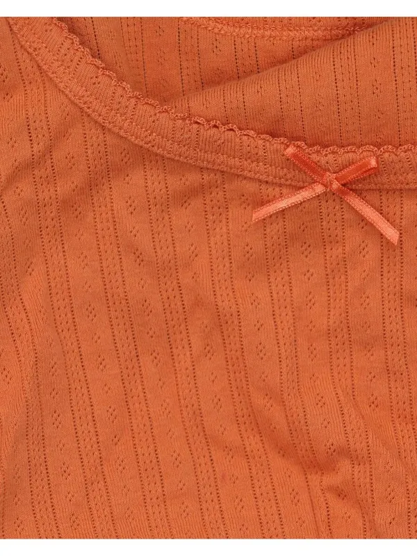 Old Navy Womens Babydoll Knit Bow Accent Shirt Top Orange L - Image 4