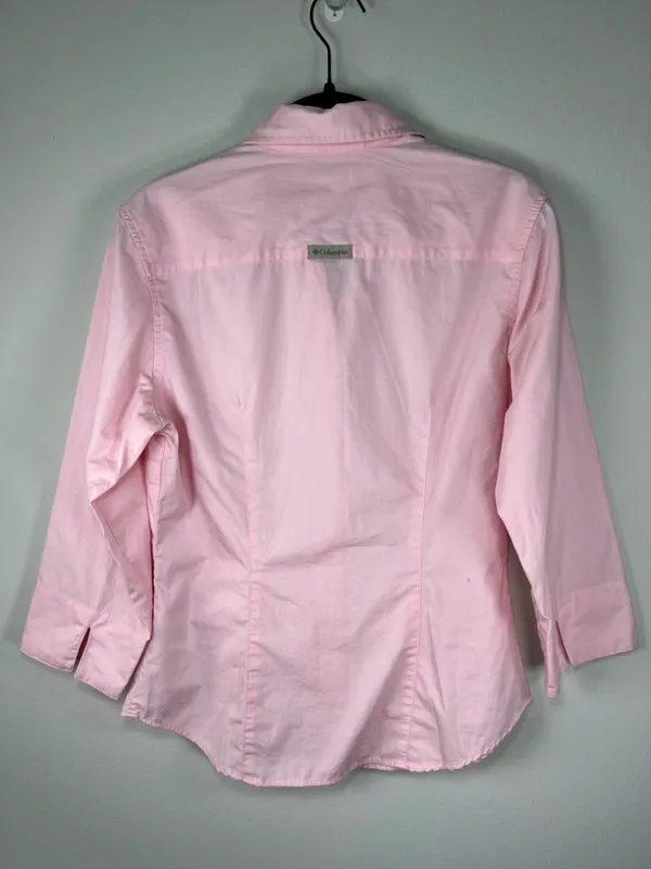 Columbia Bayview 3/4 Sleeve Button-Up Shirt Pink Split Cuff Outdoor Office NEW M - Image 9