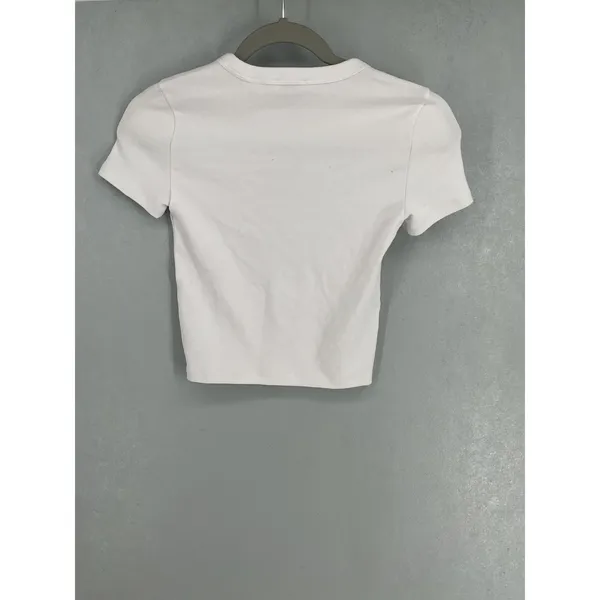 Sunday Best Aritzia Womens Dachshund Ribbed Baby Tee White 2XS - Image 3