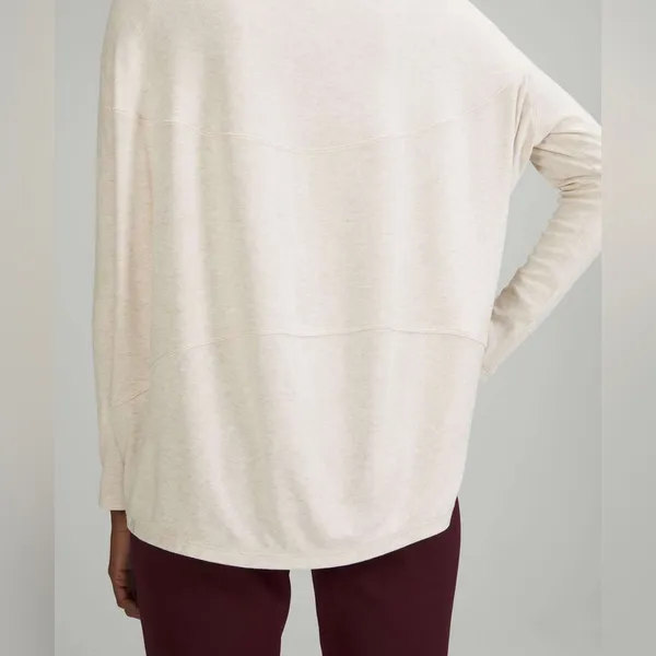 Lululemon ribbed Back In Action long sleeve tee boatneck top oat heather knit - Image 3