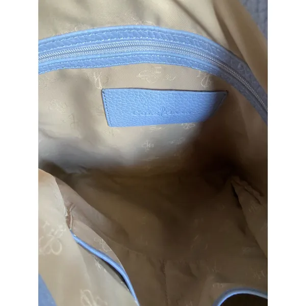 Cole Haan Village II Marcy Market Tote Bag Purse Pebbled Leather‎ Light Blue - Image 13