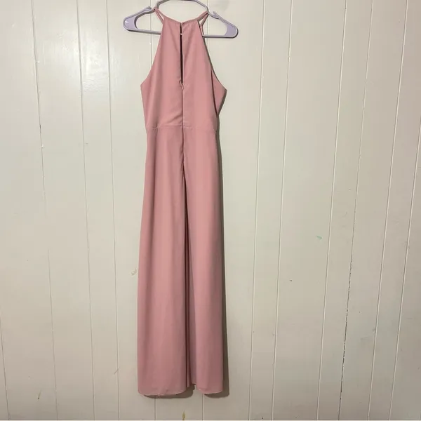 BHLDN Macro Maxi Dress Blush Pink Halter Bridesmaid Gown Size M - Image 4