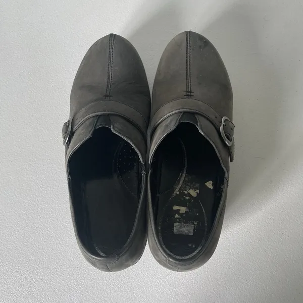 Dansko Tamara Slip-On Clogs Shoes Buckle Black Gray Suede Leather Women's 37 - Image 7