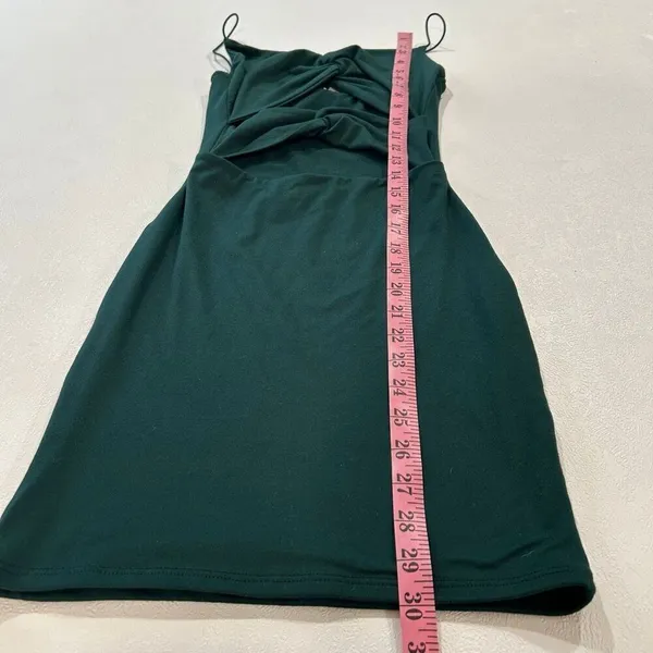 Windsor Dark Green Ruched Bodycon Mini Dress Spaghetti Strap Small - Image 4