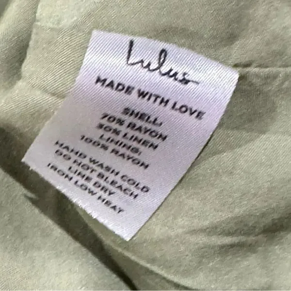 NEW Lulu’s Light Green Overlapping Linen Blend Mini Skort Women’s Large - Image 3