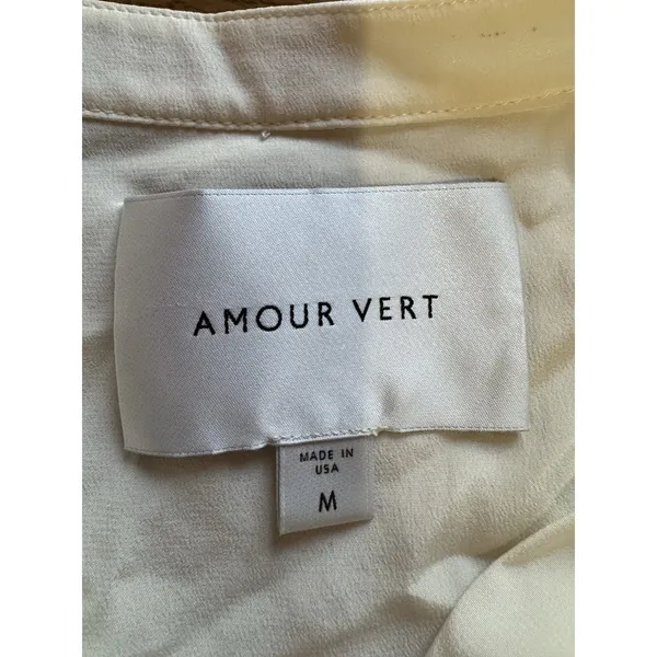 Amour Vert Women Size Medium Silk Long Sleeve Blouse Buttons Luxury‎ Formal City - Image 3
