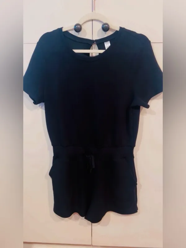 Spanx Airluxe Romper Black Size M Short Sleeve Lounge Athleisure - Image 3