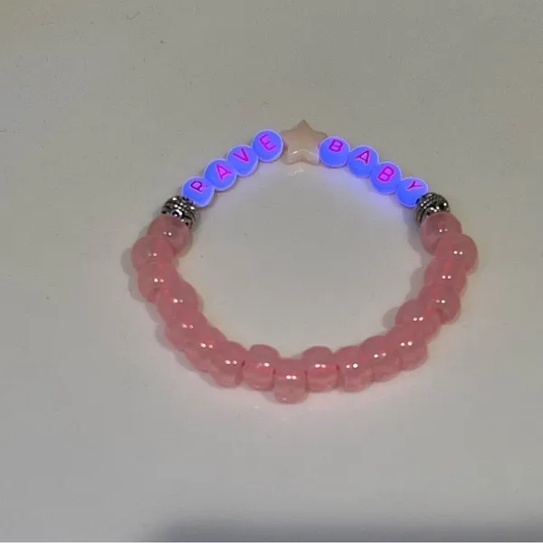 Kandi Swiftie glow in the dark festival concert bracelet RAVE BABY, OOAK - Image 4