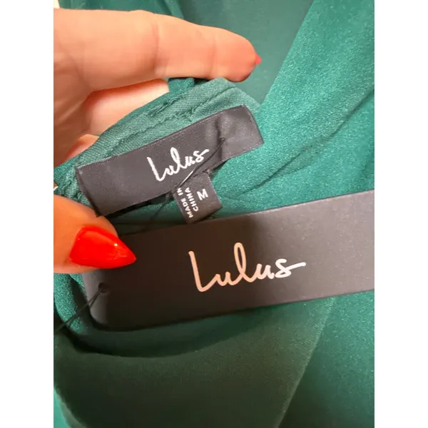 NWT Lulus Exquisite Refinement Emerald Backless Bow Ruffled Maxi Dress Gala Sz M - Image 7