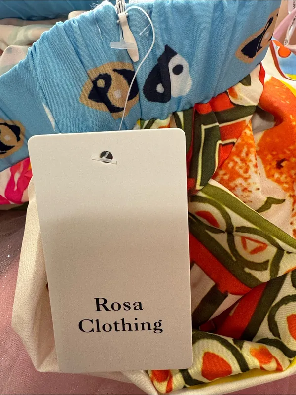 Rosa Clothing Colorful Resort Printed High Waist Handkerchief Hem Boho Skirt L - Image 2