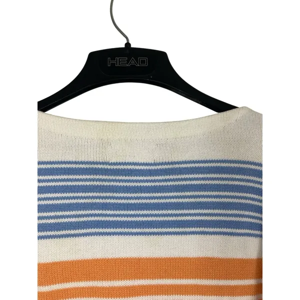 Lauren Ralph Lauren Cotton Striped Sweater L Pastel Rainbow Knit Top Read - Image 4