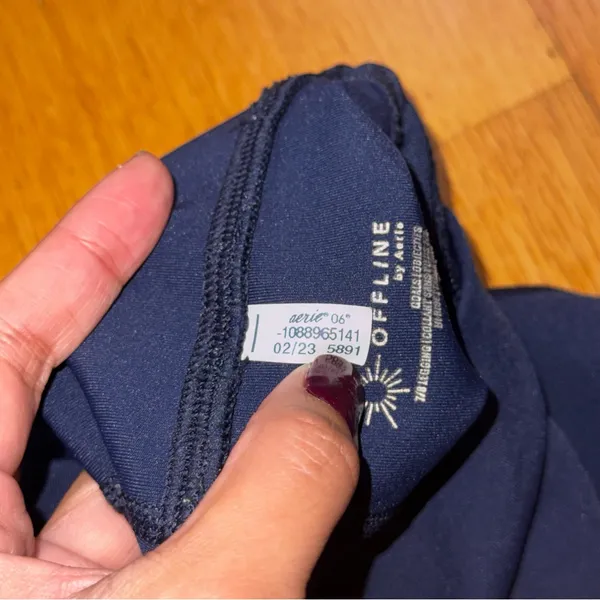 OFFLINE by Aerie Goals 7/8 Leggings Navy Blue M Activewear Athleisure Fitness - Image 15